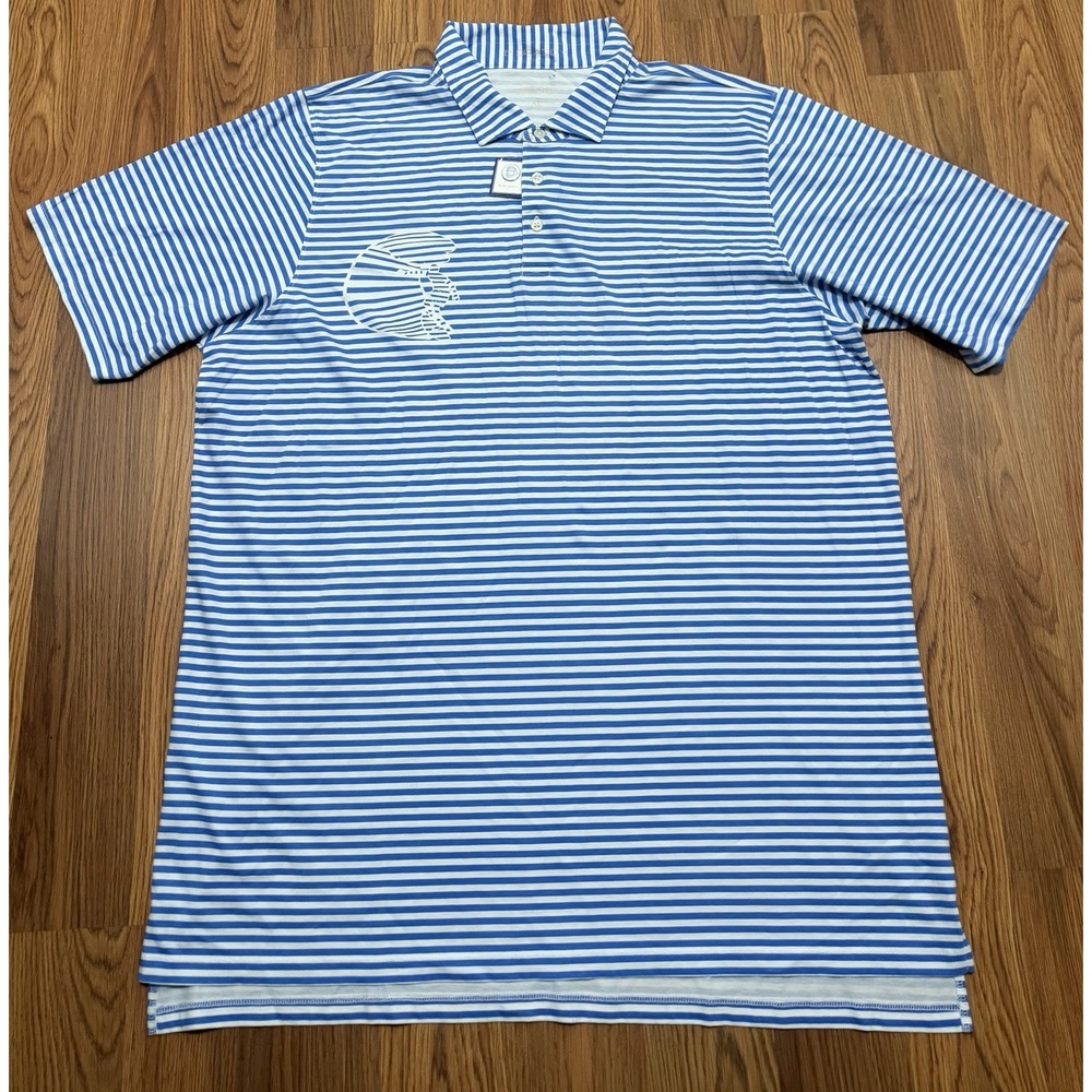 B Draddy Polo Mens Extra Large Trevor Surfer Wave Graphic Striped Pima